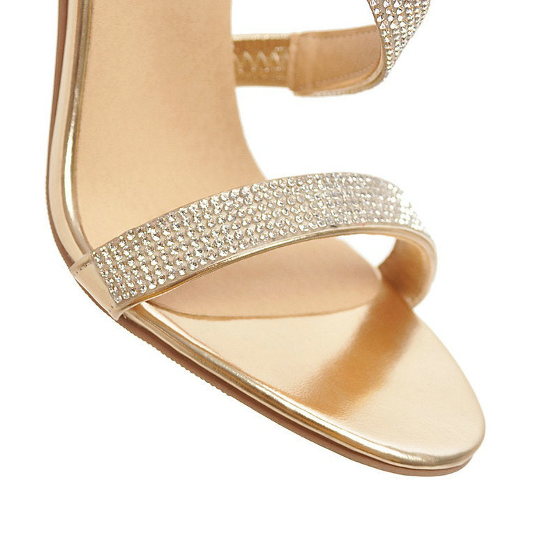Syncreas Sexy Open-Toed High Heels With Rhinestone Stiletto Cross Straps