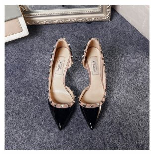 Syncreas Rivets Pointed Toe Side Empty High Heels Women's Stiletto Heel 8CM Temperament Sexy Pumps