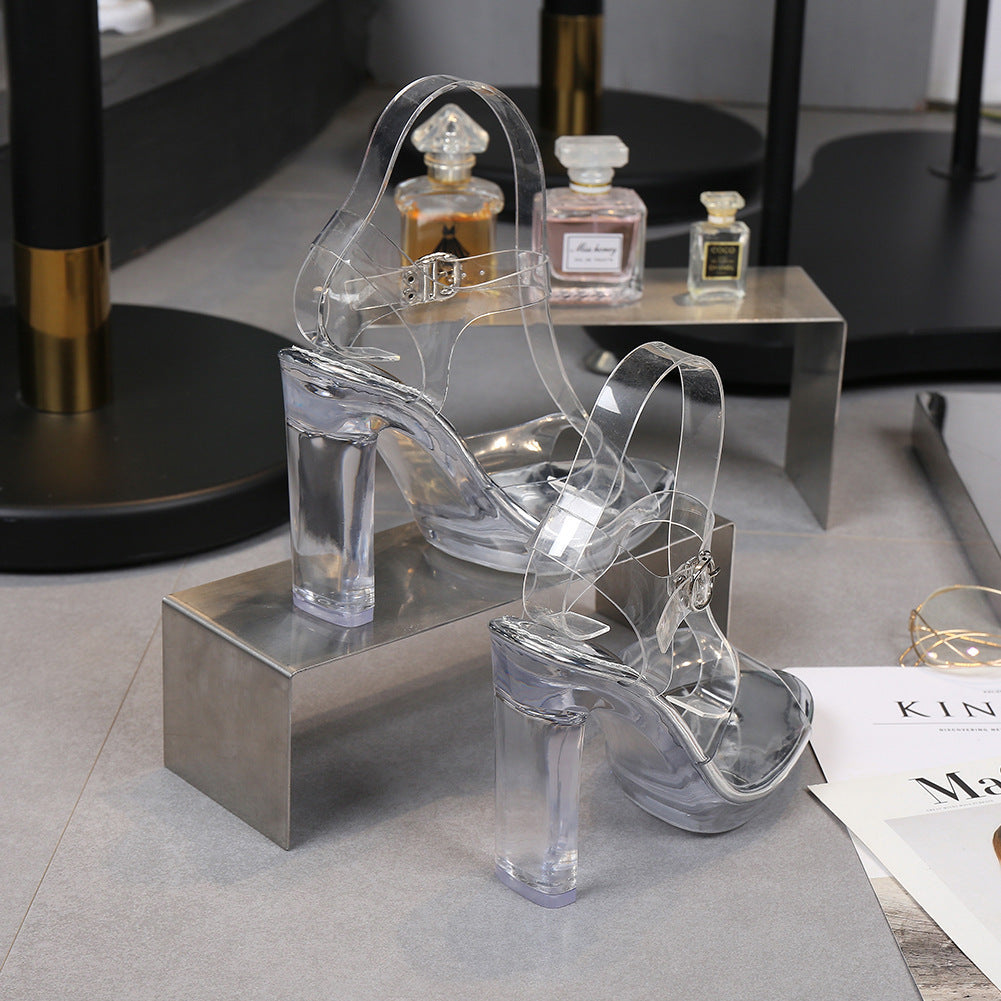 Syncreas Net Red High Heel Waterproof Platform Sandals