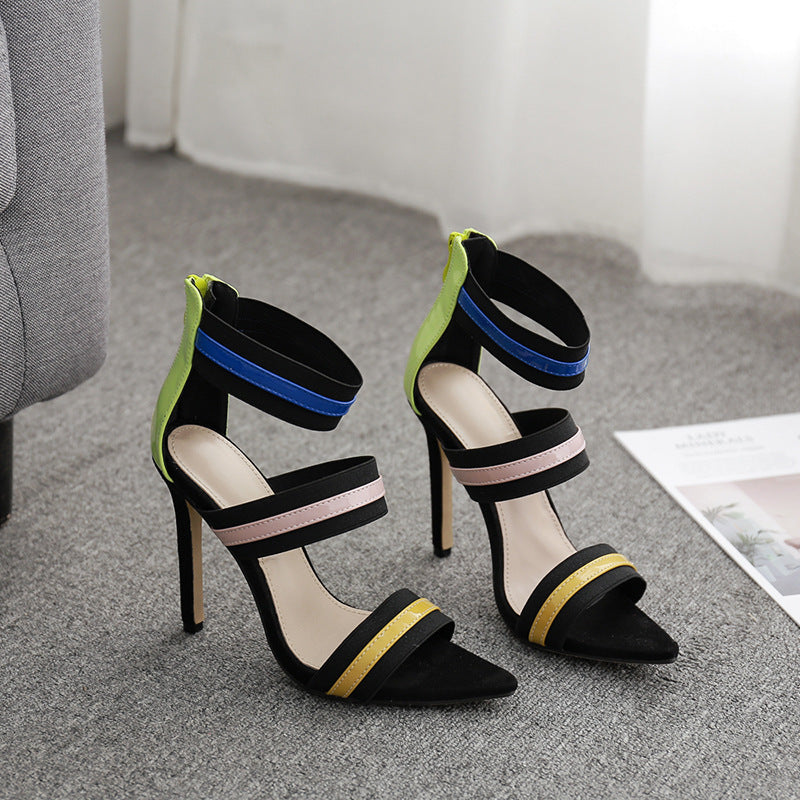 Syncreas Elastic Pointed High Heel Sandals
