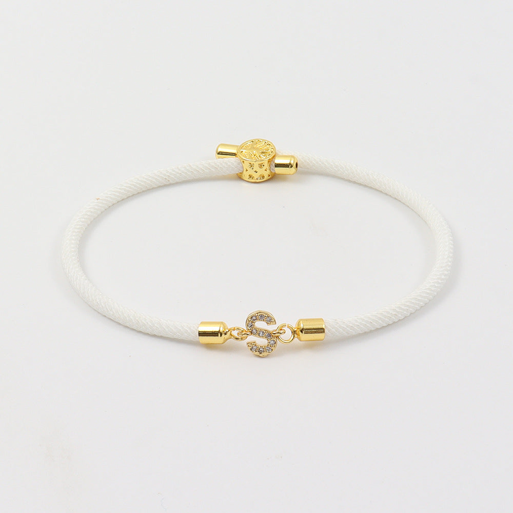 Syncreas Copper Micro Inlaid Zircon 26 Letters Adjustable Carrying Strap