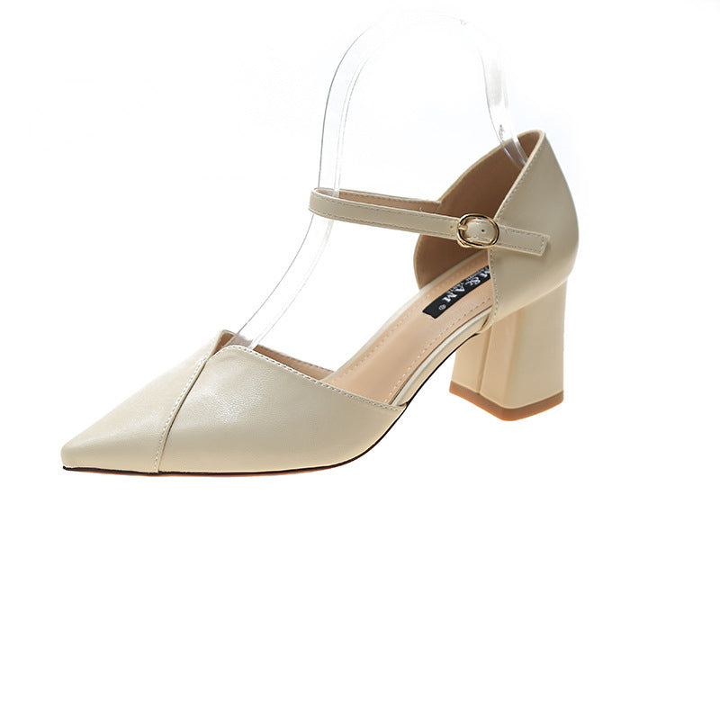 Syncreas One Word with Sexy Pointed Toe Thick Heel High Heel Shoes