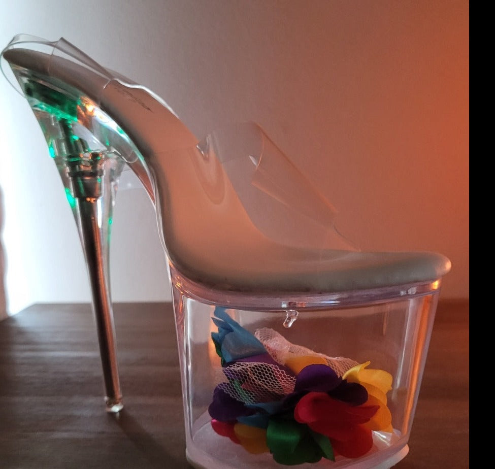 Syncreas Nightclub High Heels Luminous Sandals Women's Catwalk Pole Dance Shoes Crystal Sole