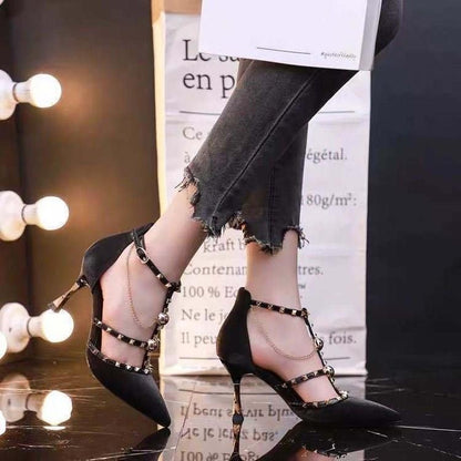 Syncreas Korean Version Of Sandals Female Pointy Fairy High Heels Stiletto