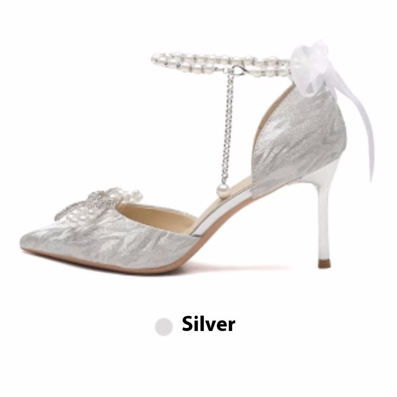 Syncreas Silver High Heels French Stiletto Heel Not Tired Feet