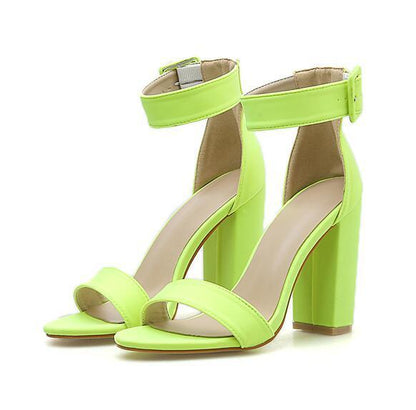 Syncreas Square Sandals with High Heel and Thick Heel