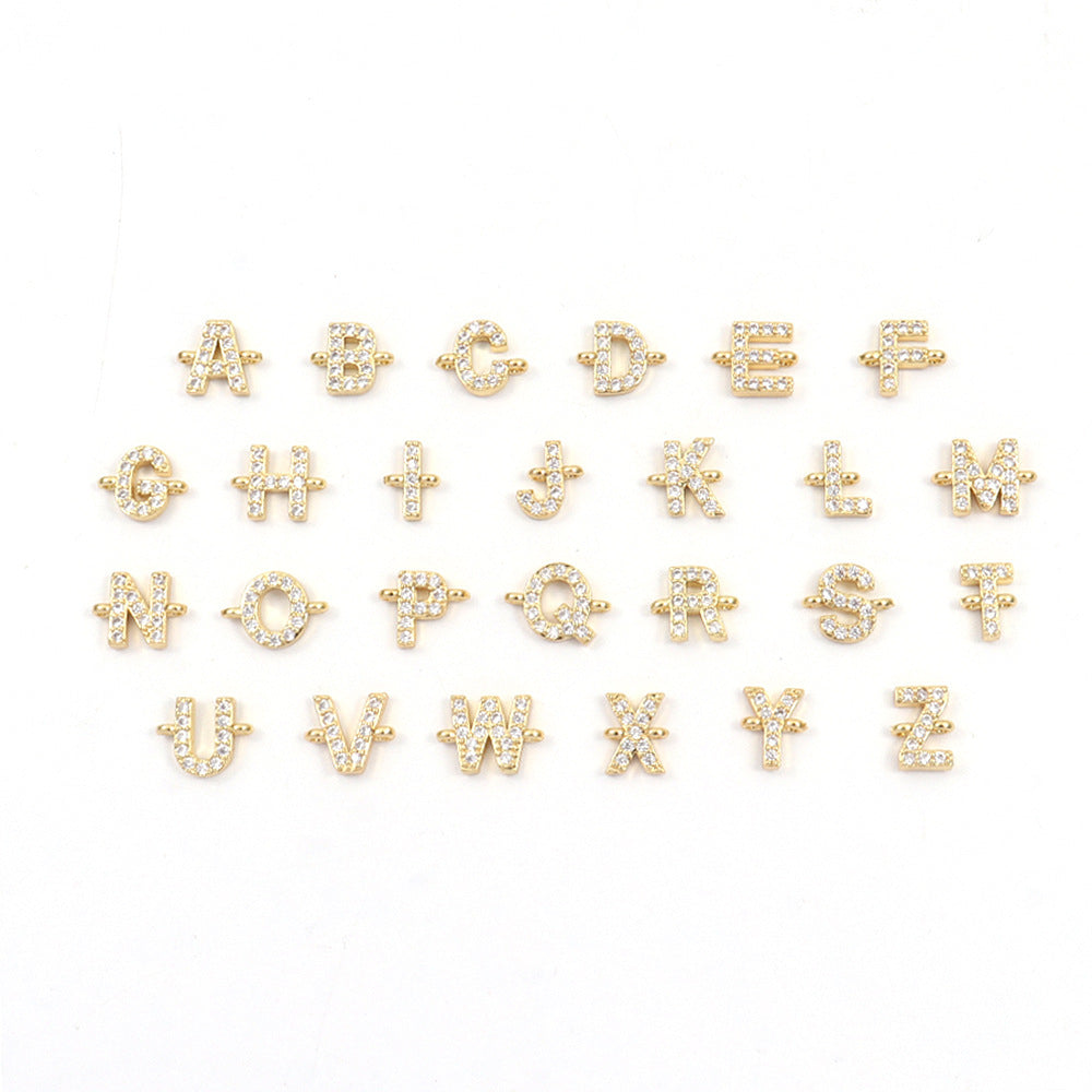 Syncreas Copper Micro Inlaid Zircon 26 Letters Adjustable Carrying Strap