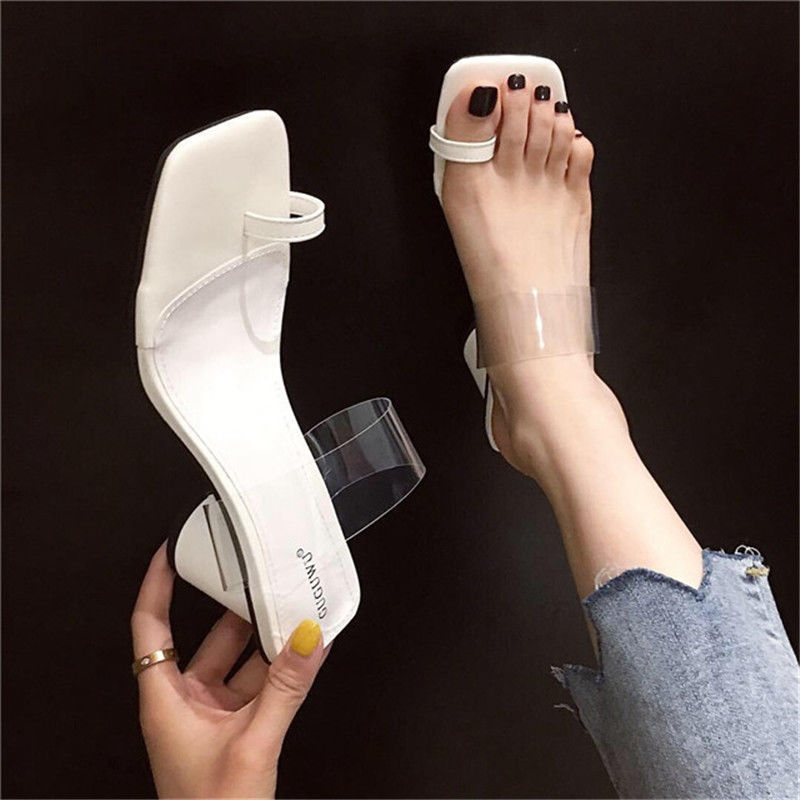 Syncreas Sandals Female Summer Wear Mid-Heel Chunky Toe High Heels