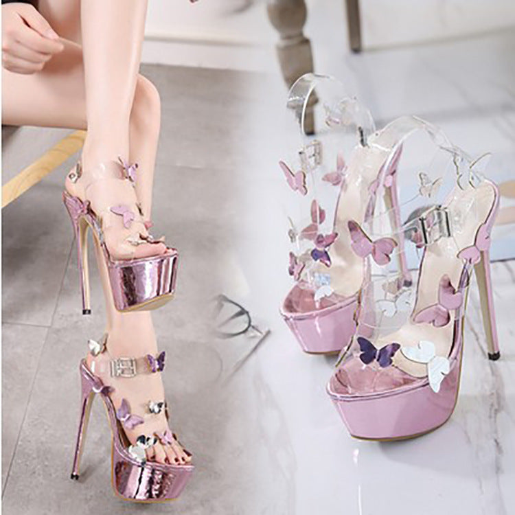 Syncreas Bow knot Open Toe Sandals All-Match Stiletto Sexy Super High Heels