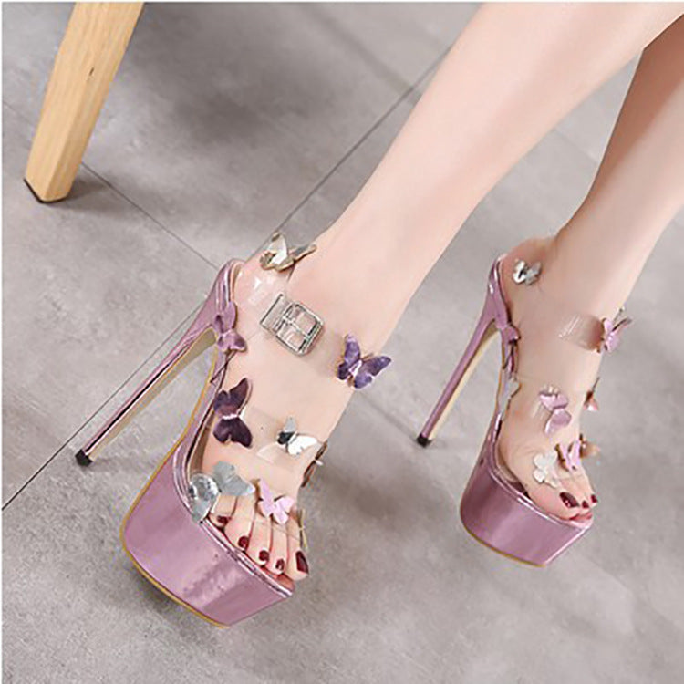 Syncreas Bow knot Open Toe Sandals All-Match Stiletto Sexy Super High Heels