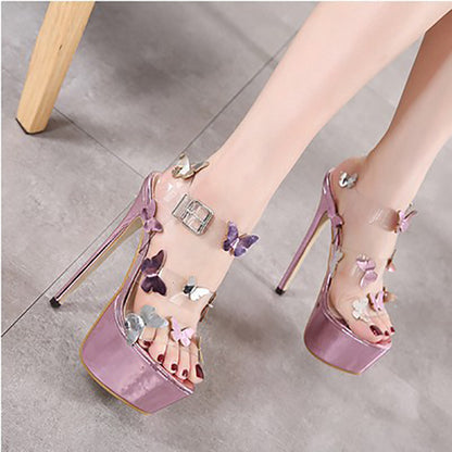 Syncreas Bow knot Open Toe Sandals All-Match Stiletto Sexy Super High Heels
