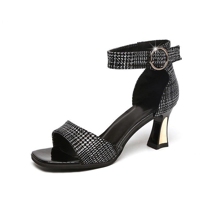 Syncreas One Word Heel High Heels Square Toe Toe Thick Heel