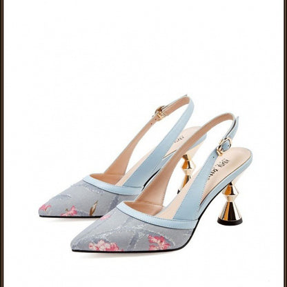 Syncreas Pointed Shallow Mouth Mid-Heel Single Shoes All-match High Heels