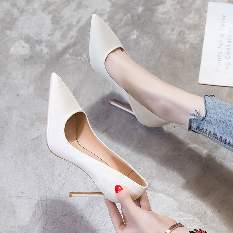 Syncreas Stilettos White Pointed Toe Single Shoes Summer