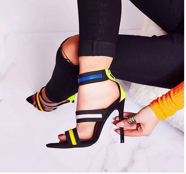 Syncreas Elastic Pointed High Heel Sandals