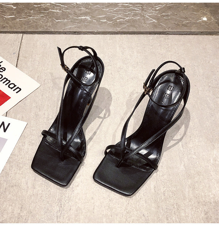 Syncreas Nude Lace-up Square Toe Lace-up High Heels