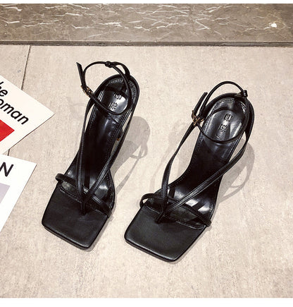 Syncreas Nude Lace-up Square Toe Lace-up High Heels