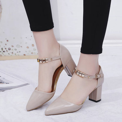 Syncreas One-Button Buckle with Solid Color High Heels