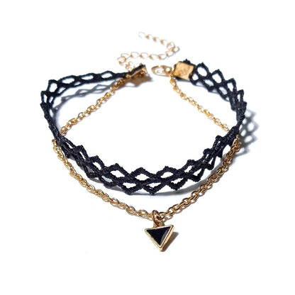 Syncreas Geometric Pendant Lace Anklet