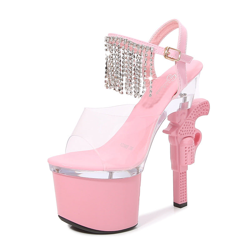 Syncreas Muffin Sandals Super High Heels Transparent High Heels