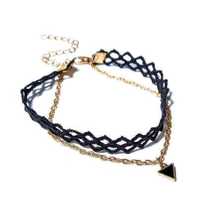 Syncreas Geometric Pendant Lace Anklet