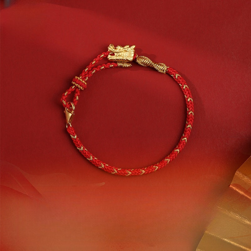 Syncreas New Year's New Hand-woven National Style This Animal Year Red Rope Pure Silver Carrying Strap