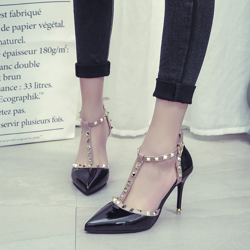 Syncreas Studded Pointed High Heels