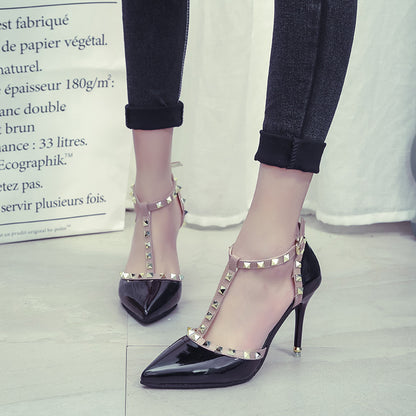 Syncreas Studded Pointed High Heels