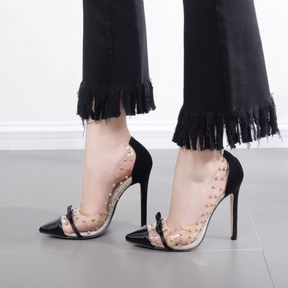 Syncreas Studded Bow High Heel Shoes