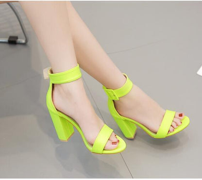 Syncreas Square Sandals with High Heel and Thick Heel