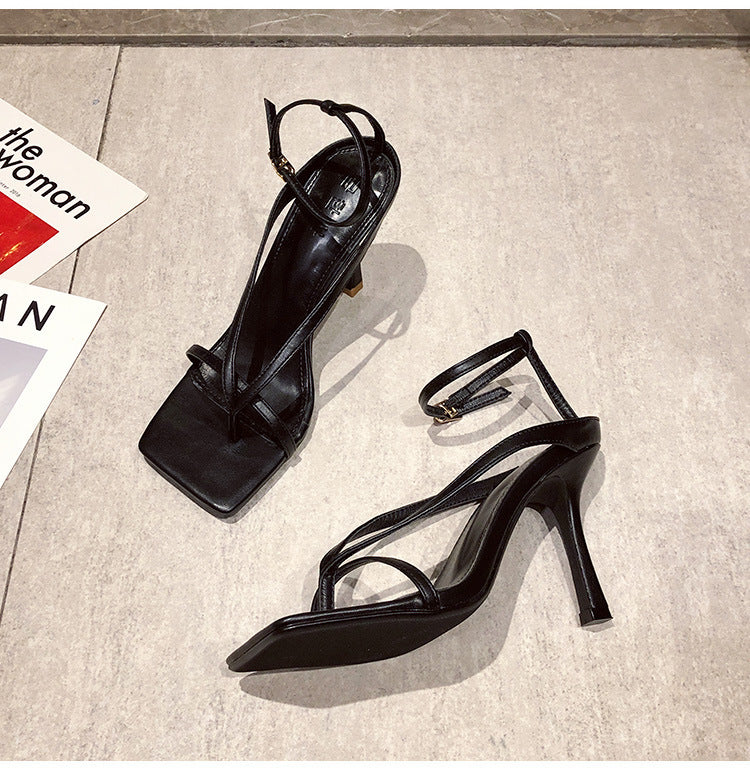 Syncreas Nude Lace-up Square Toe Lace-up High Heels