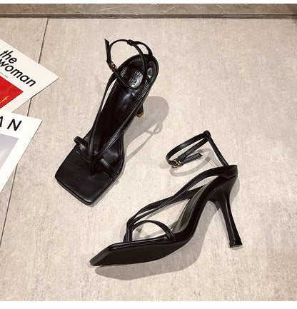 Syncreas Nude Lace-up Square Toe Lace-up High Heels