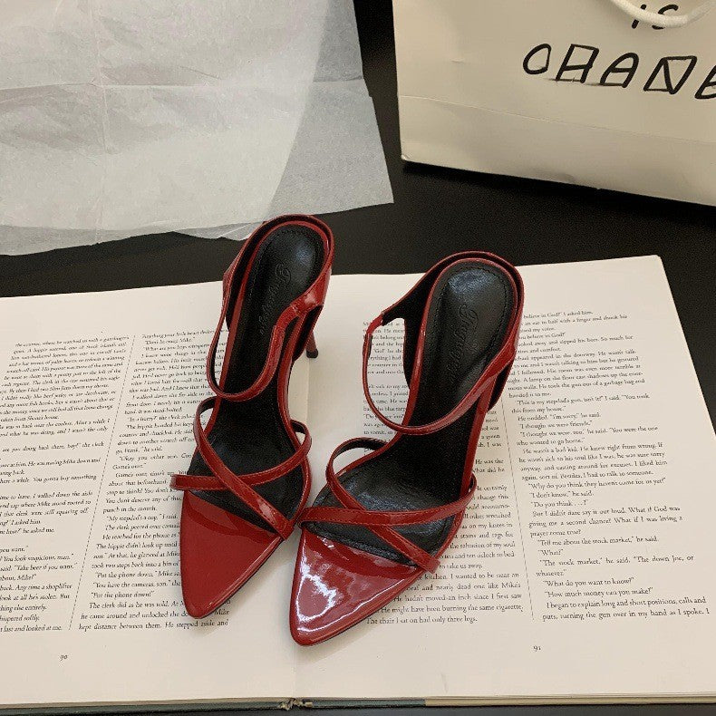 Syncreas Wine Red Women's High Heels Stiletto Sandals