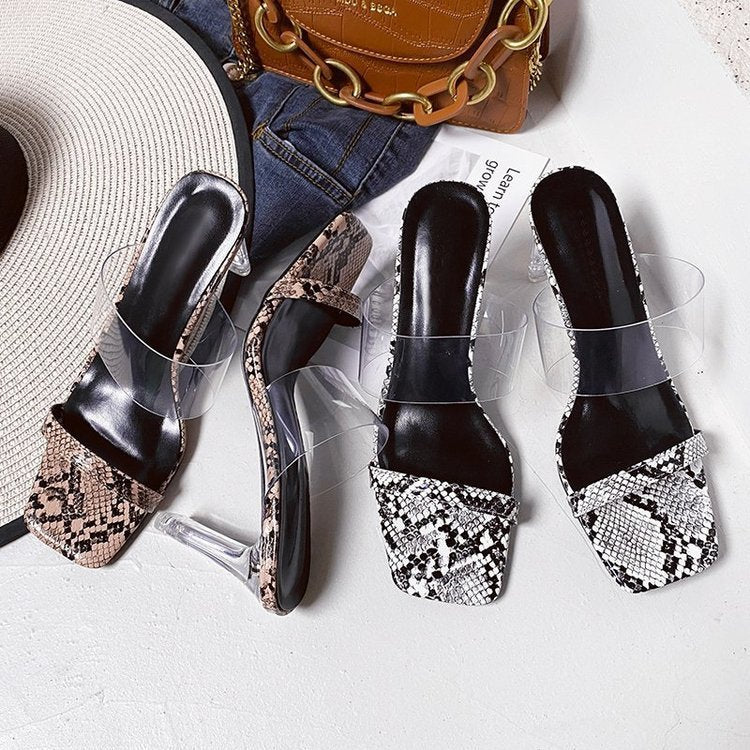 Syncreas Summer Women's Crystal Thick Heel High-heel Slippers