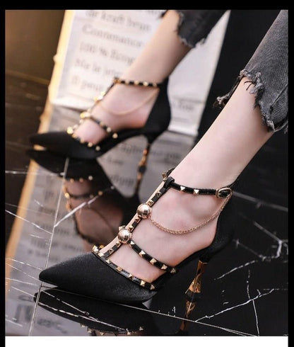 Syncreas Korean Version Of Sandals Female Pointy Fairy High Heels Stiletto
