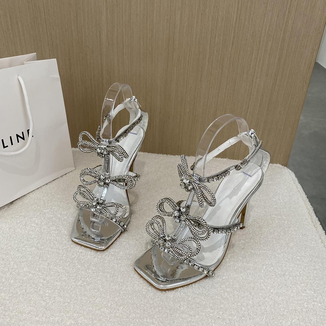 Syncreas Fashion Rhinestone Bow Flower Toe High Heels