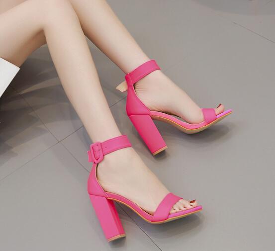 Syncreas Square Sandals with High Heel and Thick Heel