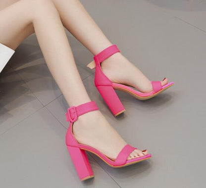 Syncreas Square Sandals with High Heel and Thick Heel