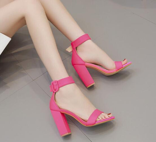 Syncreas Square Sandals with High Heel and Thick Heel