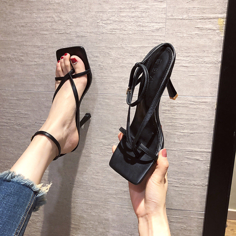 Syncreas Nude Lace-up Square Toe Lace-up High Heels