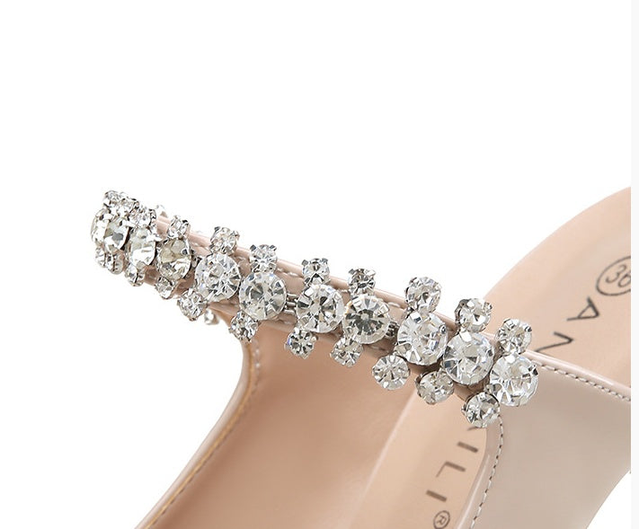 Syncreas Women's Pointed Toe Rhinestone High Heels