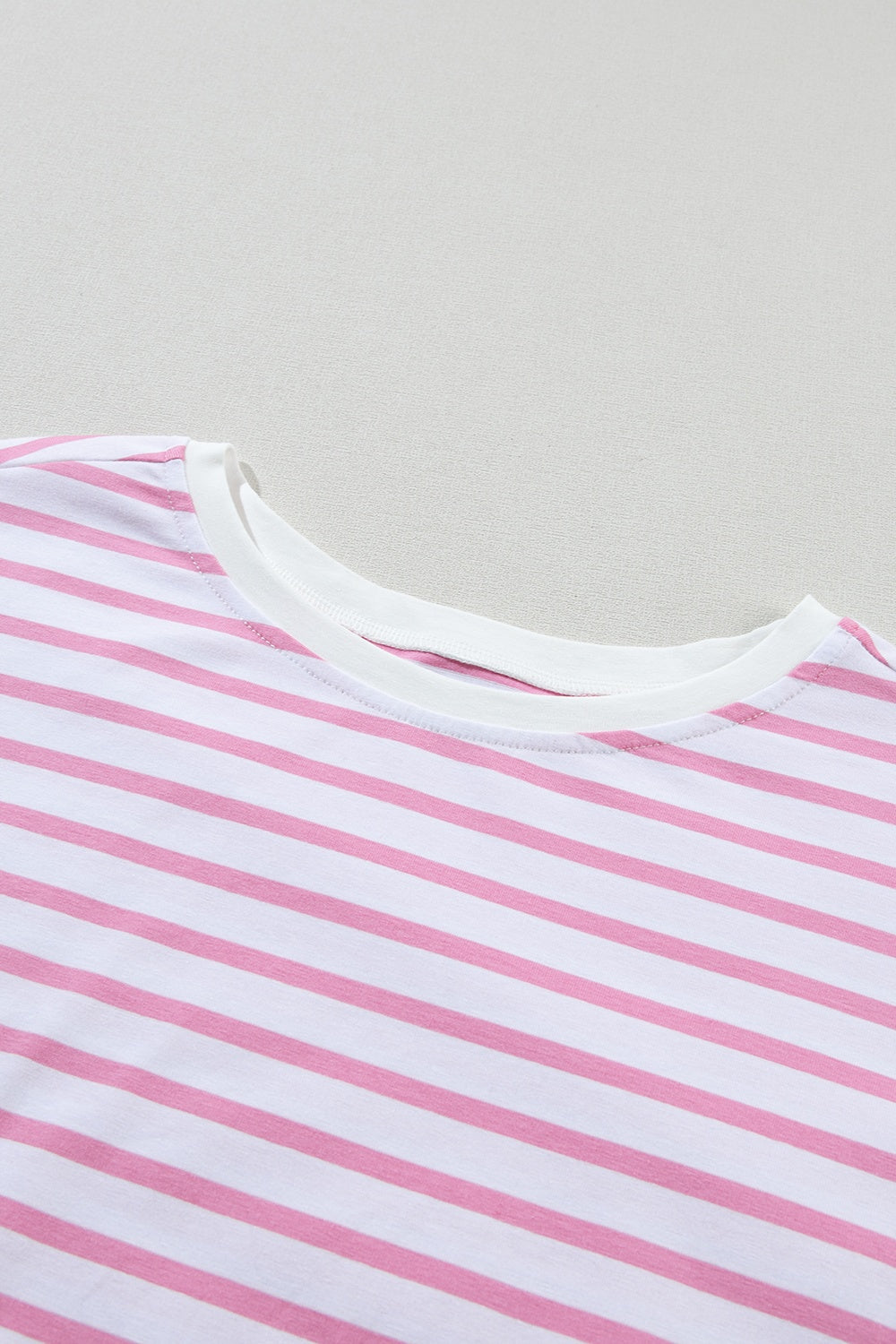 Striped Round Neck Dropped Shoulder T-Shirt