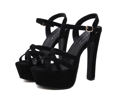 Syncreas Super High Heel Block Heel Platform Sandals