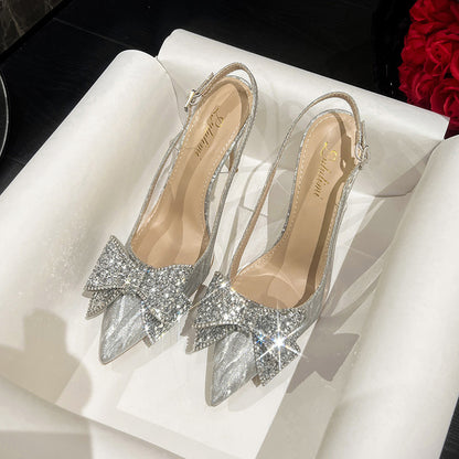 Syncreas Stiletto Pointed Bridal Sequin Rhinestones High Heels