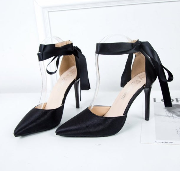 Syncreas Women's Fabric Pointed Toe High Heel Sandals