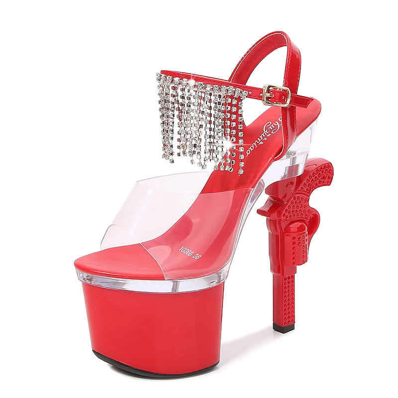 Syncreas Muffin Sandals Super High Heels Transparent High Heels