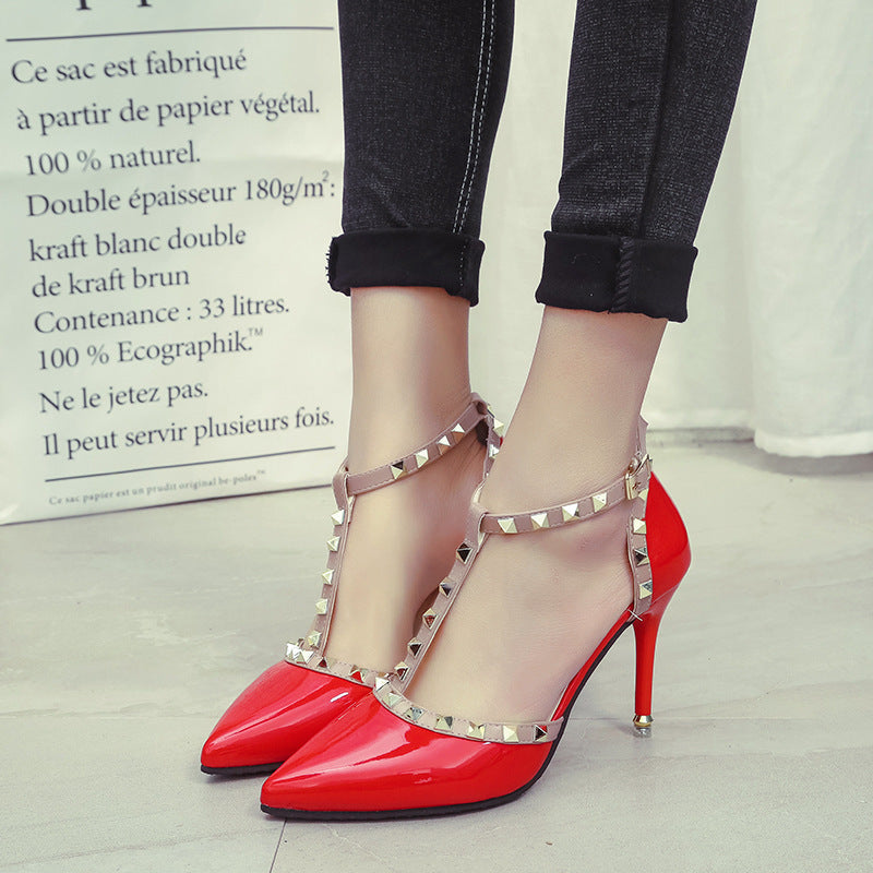 Syncreas Studded Pointed High Heels
