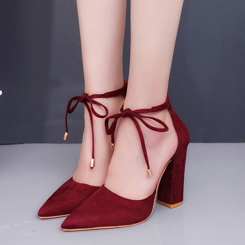 Syncreas Women's Shoes Chunky Heel High Heel Lace-up Large Size Sandals