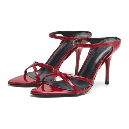Syncreas Wine Red Women's High Heels Stiletto Sandals