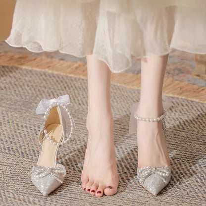 Syncreas Silver High Heels French Stiletto Heel Not Tired Feet